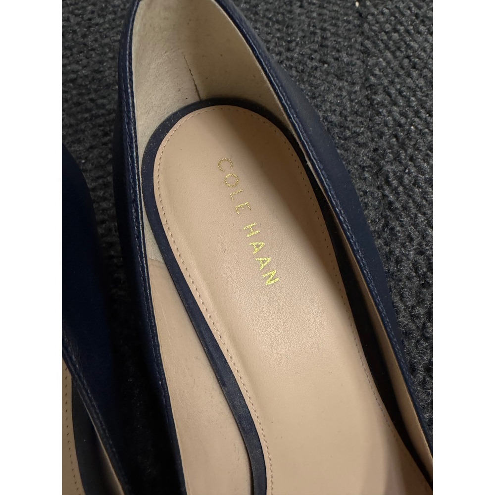 Cole Haan Navy Blue Leather Bow Wedge Pumps Shoes W13162 Size 8B - Picture 4 of 6